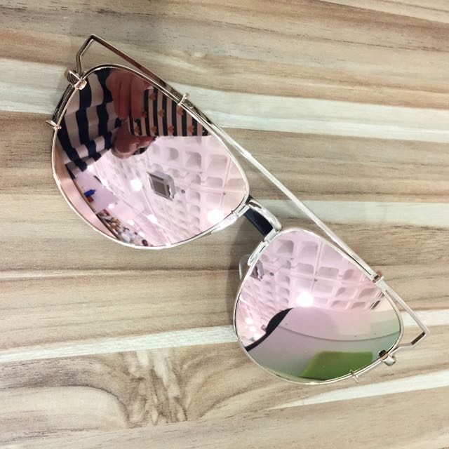 New Rep Designer Dior Inspired Pink Mirrored Aviator Sunglasses