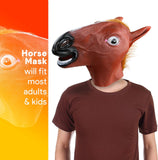 New Skeleteen Horse Head-Costume-Mask - Realistic Brown Animal Head Horse-Masks For-Adults And Kids