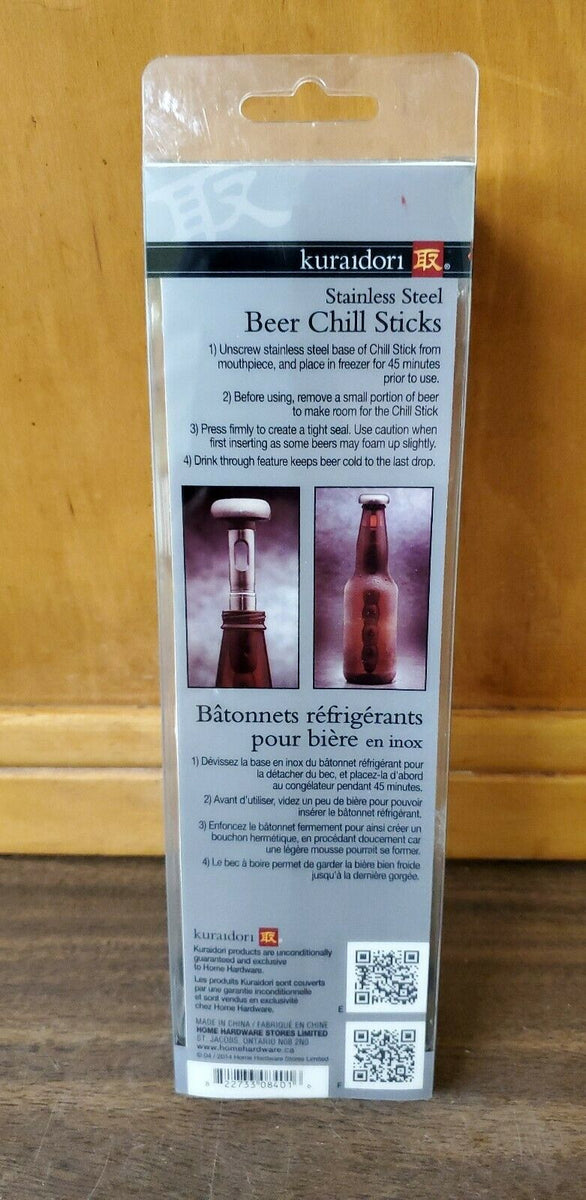 NEW Kuraidori 2 Pack Beer Chill Sticks Stainless Steel The Warehouse