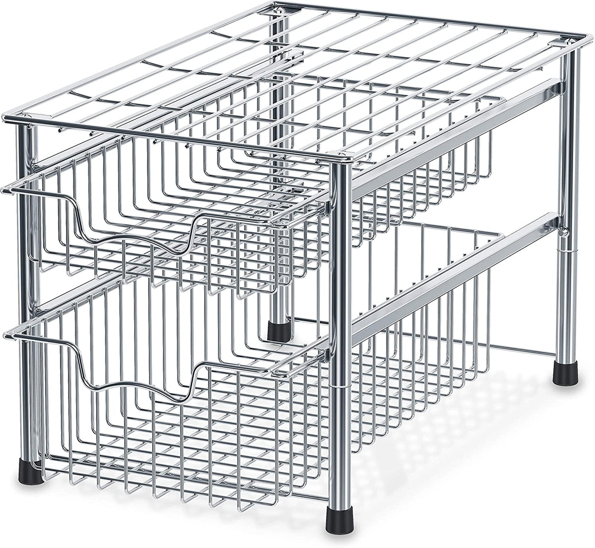 SimpleHouseware Stackable 2 Tier Sliding Basket Organizer Drawer, Chro –  The Warehouse Liquidation