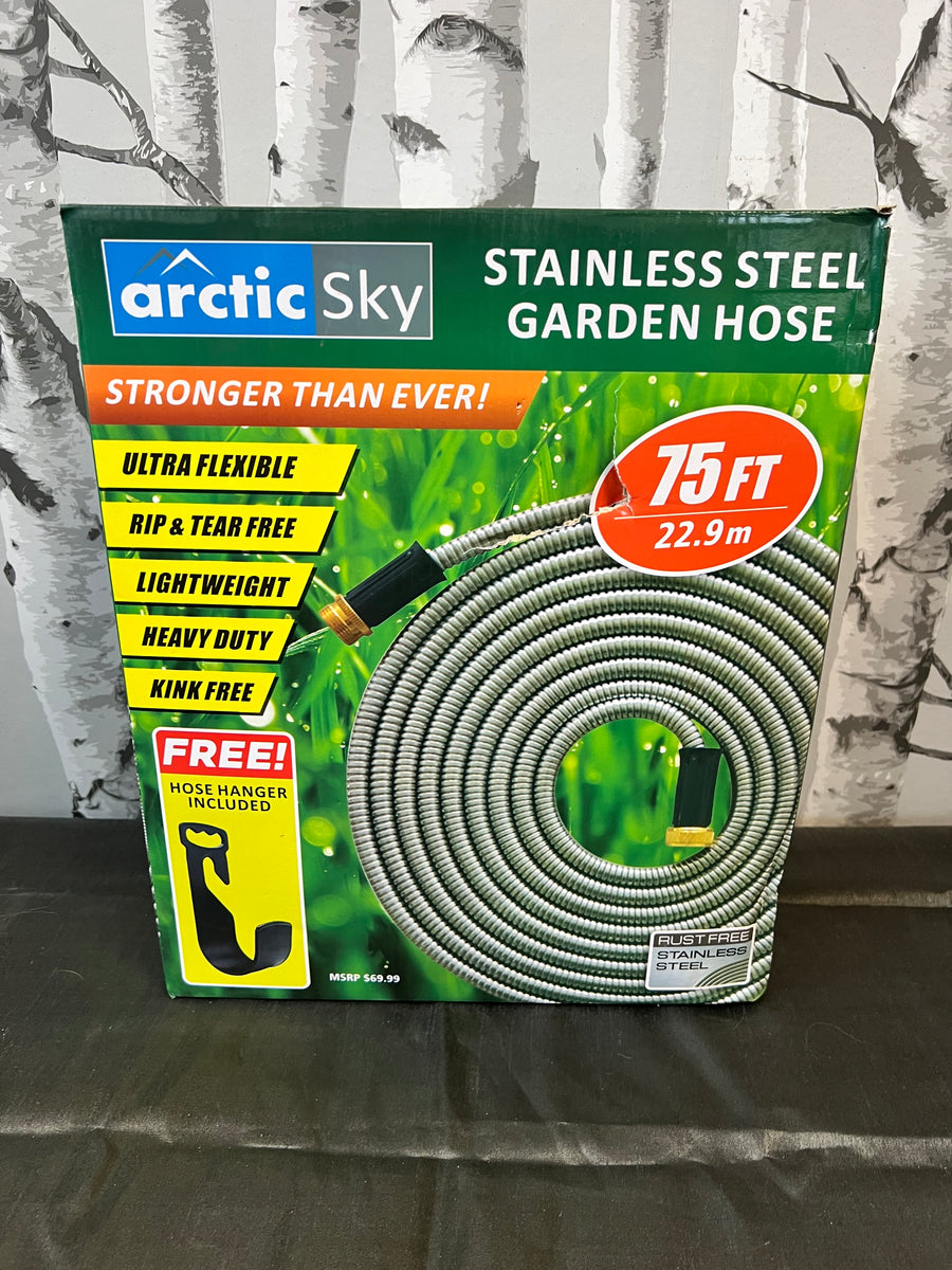 New Arctic Sky Stainless Steel Garden Hose, 75ft! Kink FreeRip and Te