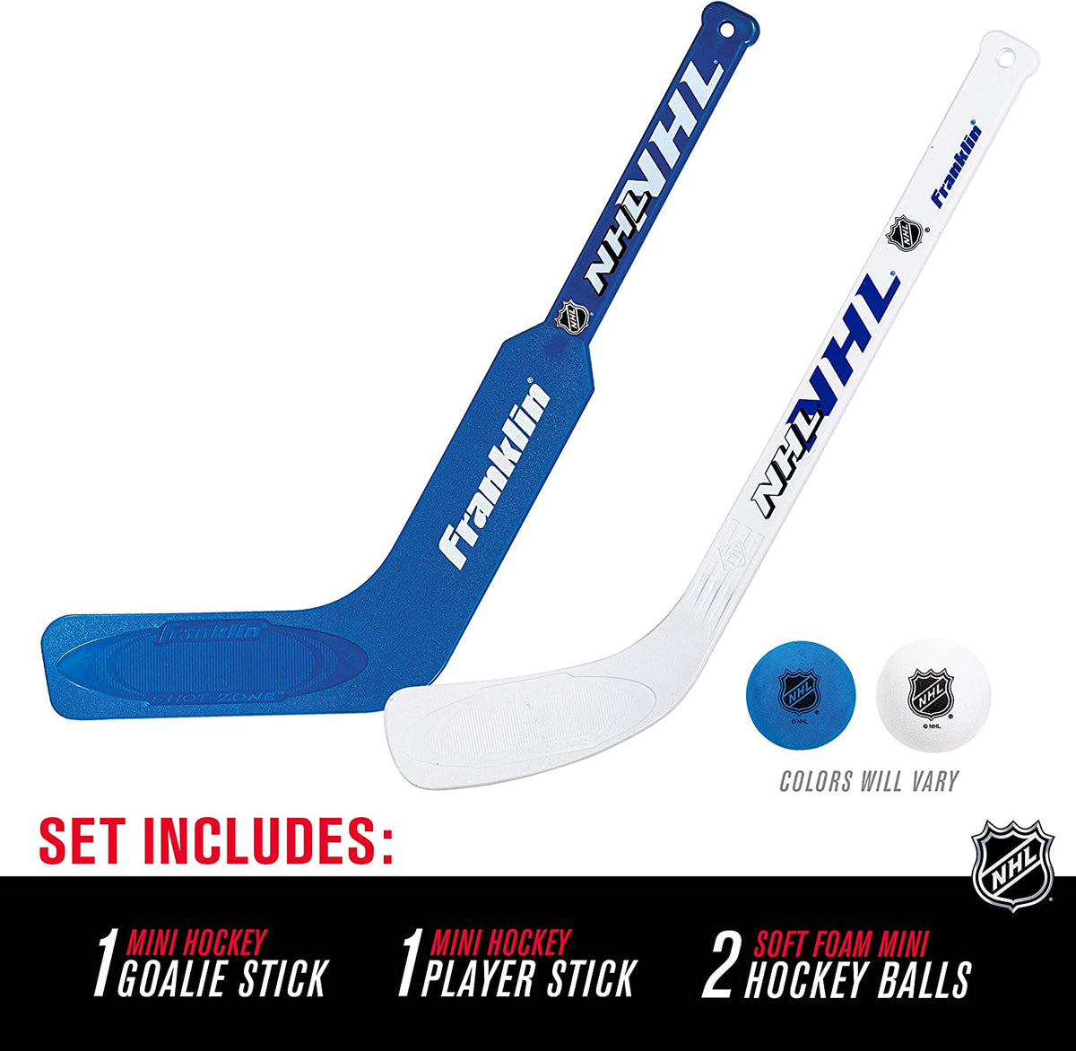 Franklin Sports NHL 2 Player Mini Hockey Stick & Ball Set