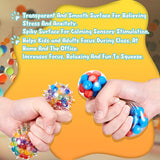 New JAiiMen Water Bead Stress Relief Ball for Kids and Adults, Squeeze Squishy Ball Toy, Alleviate Anxiety, Tension and Improve Focus, ADHD Sensory Toys Gift (Set of 4)