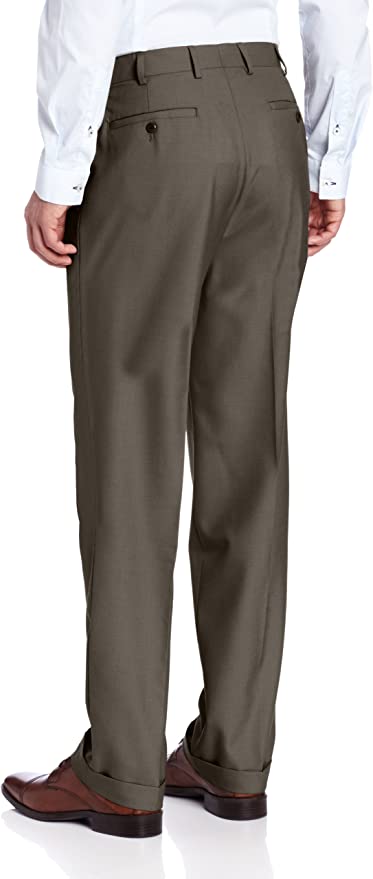 Louis Raphael Men's Luxe 100% Wool Pleated Dress Pant with Hidden