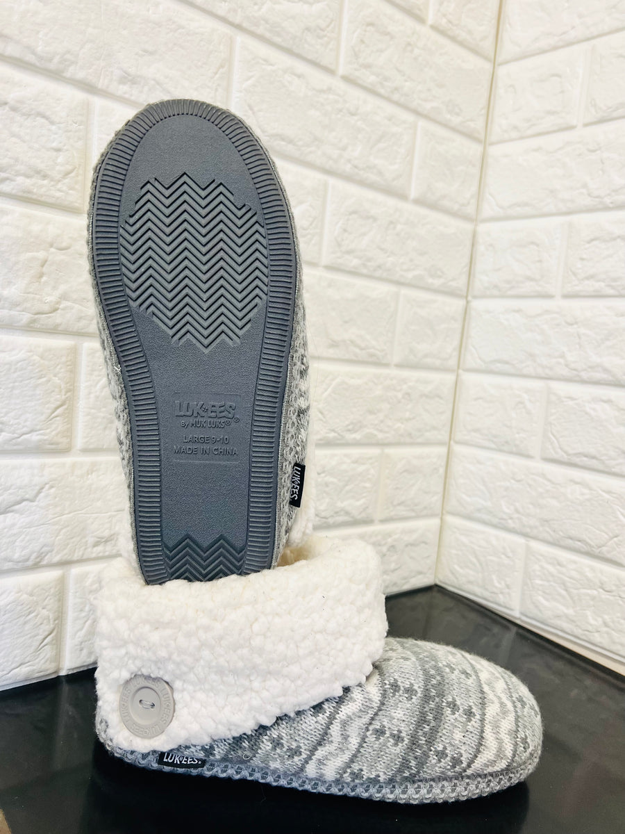 New Women's Lukees by Muk Luk Slippers in Melinda Grey, Sz 9/10 The