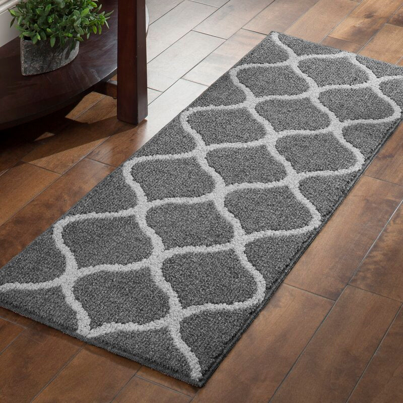 Maples Rugs Abstract Diamond Modern Distressed Non Slip Runner Rug For  Hallway Entry Way Floor Carpet [Made in USA], 2 x 6, Neutral