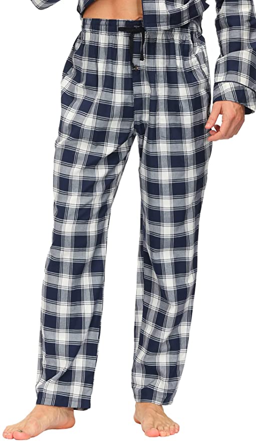 New MoFiz Men's Pajama Pants Sleep Lounge Pants 100% Cotton Blue