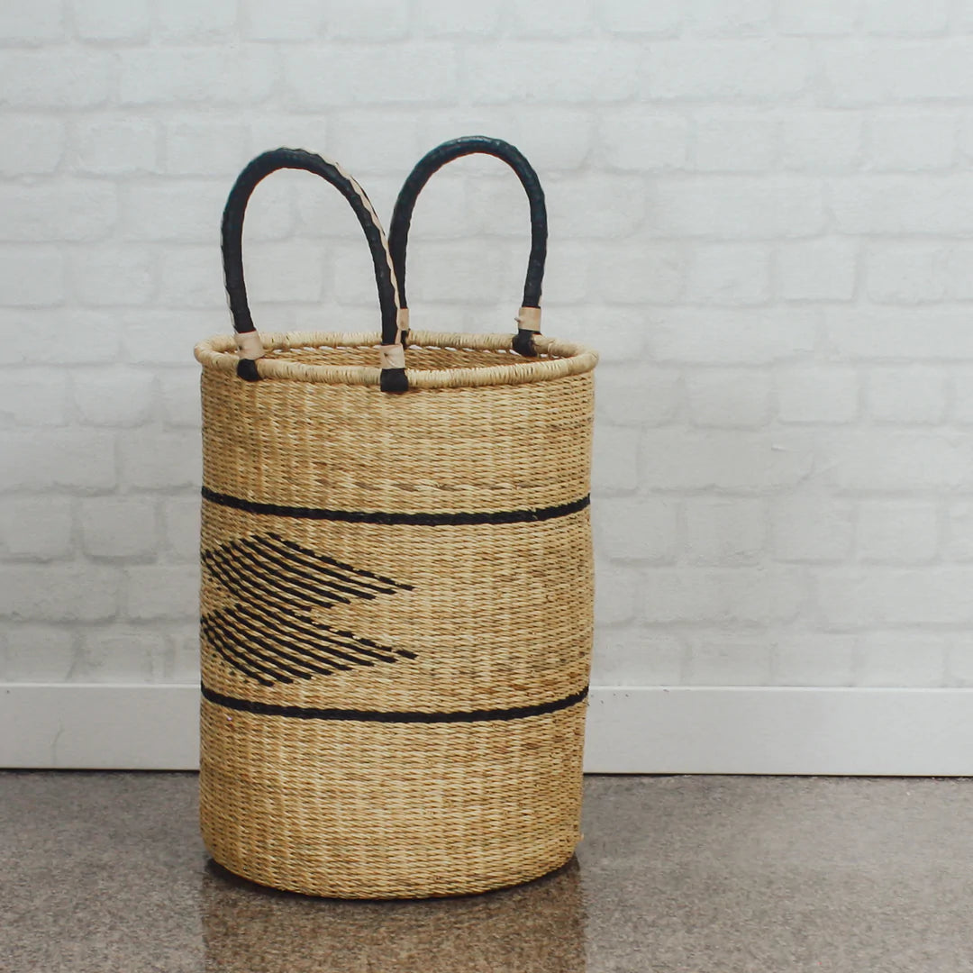 New Handcrafted in Ghana Big Blue Moma Elephant Grass & Goat Leather L The Warehouse Liquidation