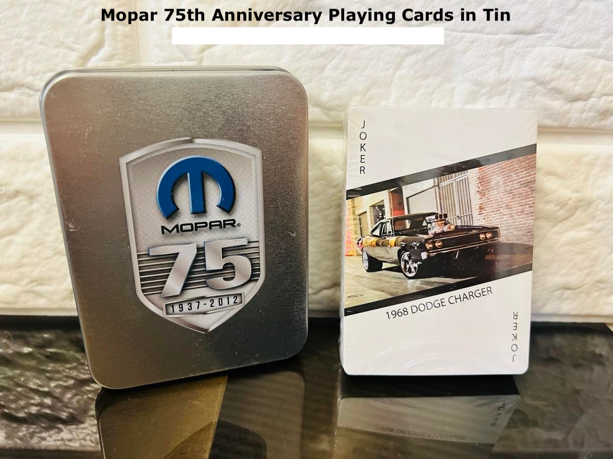 New Mopar 75th Anniversary Playing Cards in Tin! 3 Packs The
