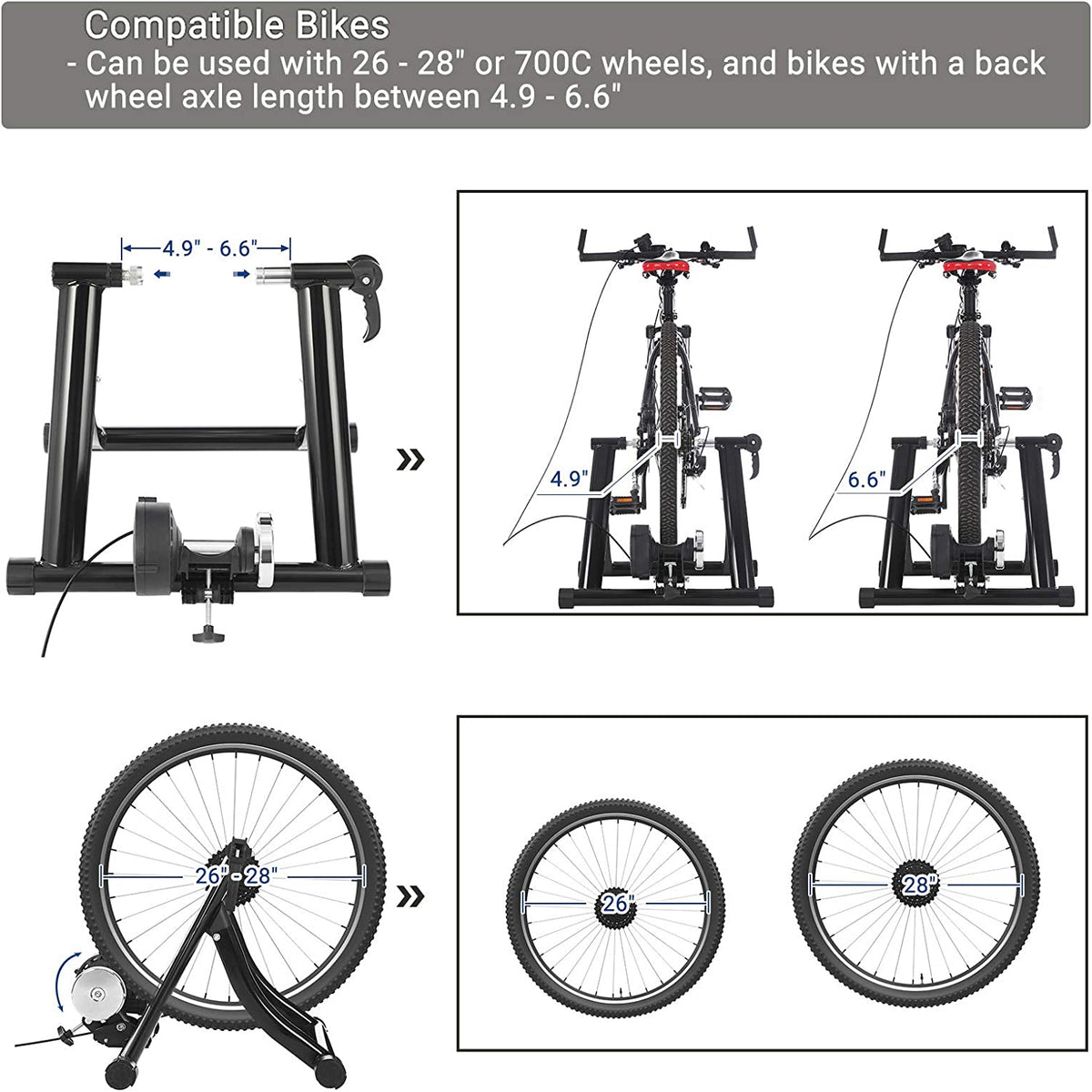 New SONGMICS Indoor Bike Trainer Stand, Reduces Noise, Curvy Stable Fr