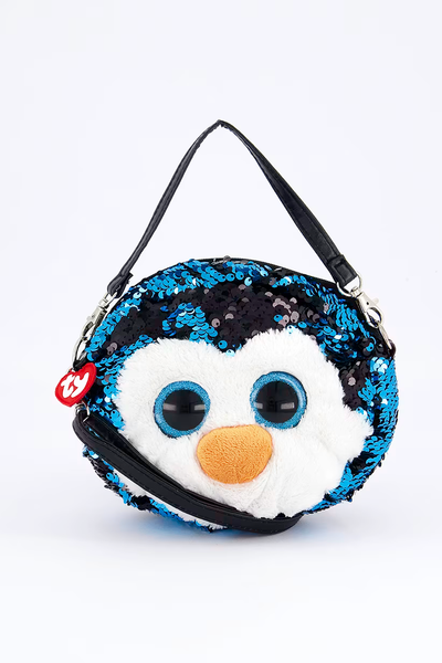 NEW TY Beanie Boos Fashion Waddles Purse with Reversible Sequins, wear many ways! Wear over shoulder, crossbody- 6 ways to wear!