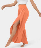 NEW Breezeful™ High Waisted Back Waistband Pocket Palazzo Flowy Split Wide Leg Quick Dry Casual Pants - Size M - Retails $54