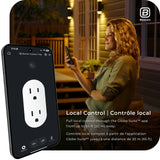 NEW Globe Electric Smart Beacon 2-Outlet Outdoor Plug, Bluetooth, Grounded, 125V 15A 1875W, 6 in Cord, 30 ft Remote, Black