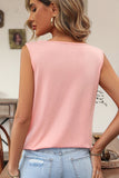 NEW Square Neck Solid Color Sleeveless Casual Tops, Sz M, Pink