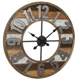 NEW LARGE Nielsen Bainbridge Rustic Reclaimed Wood and Metal 33 in. Wall Clock, Retails $158+