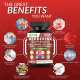 NEW Sealed Rimo Nutrition - Berberine with Ceylon Cinnamon - Berberine Supplement - Bitter Melon - Red Yeast Rice, 120 Capsules Non-GMO and Gluten Free, BB: 01/27