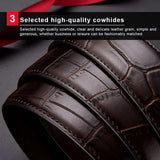 NEW Mens Leather Belt GG Belt New Automatic Click Metal Buckle Crocodile Pattern Belt Men's Luxury Leather Black w/ Silver Buckle, belt length 37 inches