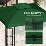 NEW Retails $110, Outsunny 10' x 10' Canopy Replacement 2-Tier Gazebo Canopy Top Cover, Green