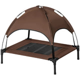 NEW Retails $90, PawHut Elevated Dog Bed with Canopy, Portable Raised Dog Cot for M Sized Dogs, Indoor & Outdoor, 30" x 24" x 29", Coffee