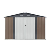 NEW 10 ft. W X 8 ft. D Metal Storage Shed,  made of a corrosion-resistant colour plate and electro-galvanized sheet! Brown/White (Read Comments)