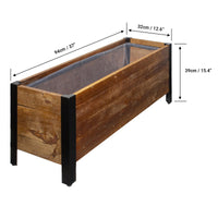 NEW Grapevine Low-Profile Planter, FSC Recycled Wood, Rectangular, 37IN x 12.6IN, Medium Brown, Retails $109! Plants NOT included