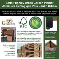 NEW Grapevine Low-Profile Planter, FSC Recycled Wood, Rectangular, 37IN x 12.6IN, Medium Brown, Retails $109! Plants NOT included