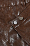 NEW MIcas Aubrie Cross Asymmetric Soft Faux Leather Skirt, Coffee, Sz L, Retails $84