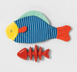 NEW Boots & Barkley 2 In 1 Dog Toy Fish Rubber Skeleton Insert Cuddle Chew Crinkle