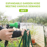 NEW Retails $66, 50-foot Expandable Garden Hose with 9 Functional Nozzles, Flexible Strong Water Hose with 3/4-inch Solid Brass Connectors and Double Latex Core