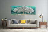 NEW Retails $603, RICHSPACE ARTS Tree of Life Metal 32"X64" Wall Art Teal Blue Wall Sculpture Accent 3d Art Nature Theme Abstract Ornament For Home and Kitchen Set of 5 Panels