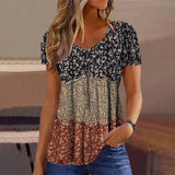 NEW Ertym Hippy Stripe Mini Flower Print Short Sleeve Top, Sz L, Retails $81