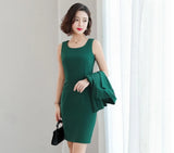 NEW Sleeveless Round Neck Dress with Blazer, Tag says Sz XL Fits Like a Small-Medium, Green