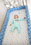 NEW Universal Braided Crib Bumper - VELOUR, Blue, Retails $128