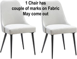 NEW Retails $329+ Ball & Cast Upholstered Kitchen and Desk Chair with Metal Legs, Ivory Set of 2 (Note: 1 chair has couple marks on fabric may come out)
