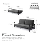 NEW Retails $550, Wayfair DHP Black Metal Arm Futon Frame with 6-Inch Pocket Coil Futon Mattress, Was Store Display, Small Mark on Metal Left Arm