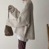 NEW Retails $116, Bovuf Oversized Ivory Pocket Front Sweater, Beige, Sz L