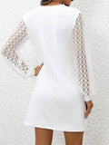 NEW SHEIN Clasi White Lace Splice V-Neck Dress, Size XL