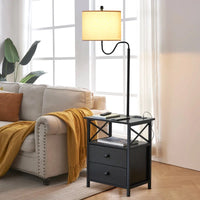 New Assembled Tamarion 59'' Black Wood End Table Dimmable Floor Lamp Set with USB Retail $304+ (INCLUDES 1 TABLE WITH LAMP)