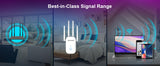 NEW Retails $60, WONLINK WiFi Extender Booster Range Extender Signal Booster for Home, Dual Band Internet Repeater WAN Port, 1-Tap Easy Setup, 4 High Gain Antennas