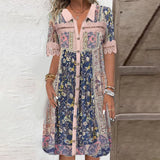 NEW Women's dress with short sleeves and print, Lightweight perfect for summer! Sz L