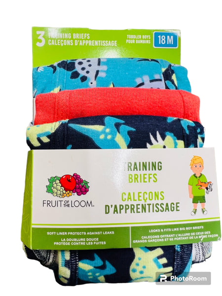 New in package! Fruit of the loom 3 Pack Training Briefs, sz 18 Months