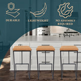 NEW IN BOX Retails $396, LeisureMod Quincy Leather Bar Stools With Metal Frame Set of 2
