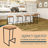 NEW IN BOX Retails $396, LeisureMod Quincy Leather Bar Stools With Metal Frame Set of 2