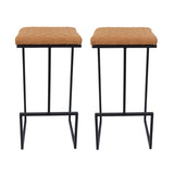 NEW IN BOX Retails $396, LeisureMod Quincy Leather Bar Stools With Metal Frame Set of 2
