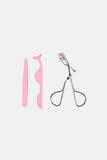 NEW Love Beauty Stainless Steel 3 Pieces Eyelash Curler And Tweezer Set, Pink
