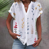 NEW Floral Short Sleeve Print Top - Sz M - Great Flowy Fabric Retails $72+