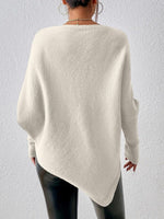 NEW Bovuf Women's Solid Long Sleeve Ultra Soft & Cozy Asymmetric Hem Sweater in Ecru- Size M! Retails $115+