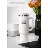 NEW SSH 40 oz Insulated Stainless Steel Tumbler with Handle & Leakproof Lid – BPA-Free, Vacuum-Sealed Travel Mug with Reusable Straw – Fits Car Cup Holders – White – Popular Seasonal Pick
