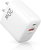 New USB C Charger Block, 20W Durable Dual Port QC+PD 3.0 Power Adapter, Double Fast Plug Charging Block for iPhone 15/15Pro/14/14 Pro/13/12/12 Pro/Pro Max/Plus, XS/XR/X, Watch Series 8/7 Cube [1 Pack]