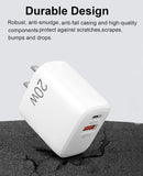 New USB C Charger Block, 20W Durable Dual Port QC+PD 3.0 Power Adapter, Double Fast Plug Charging Block for iPhone 15/15Pro/14/14 Pro/13/12/12 Pro/Pro Max/Plus, XS/XR/X, Watch Series 8/7 Cube [1 Pack]